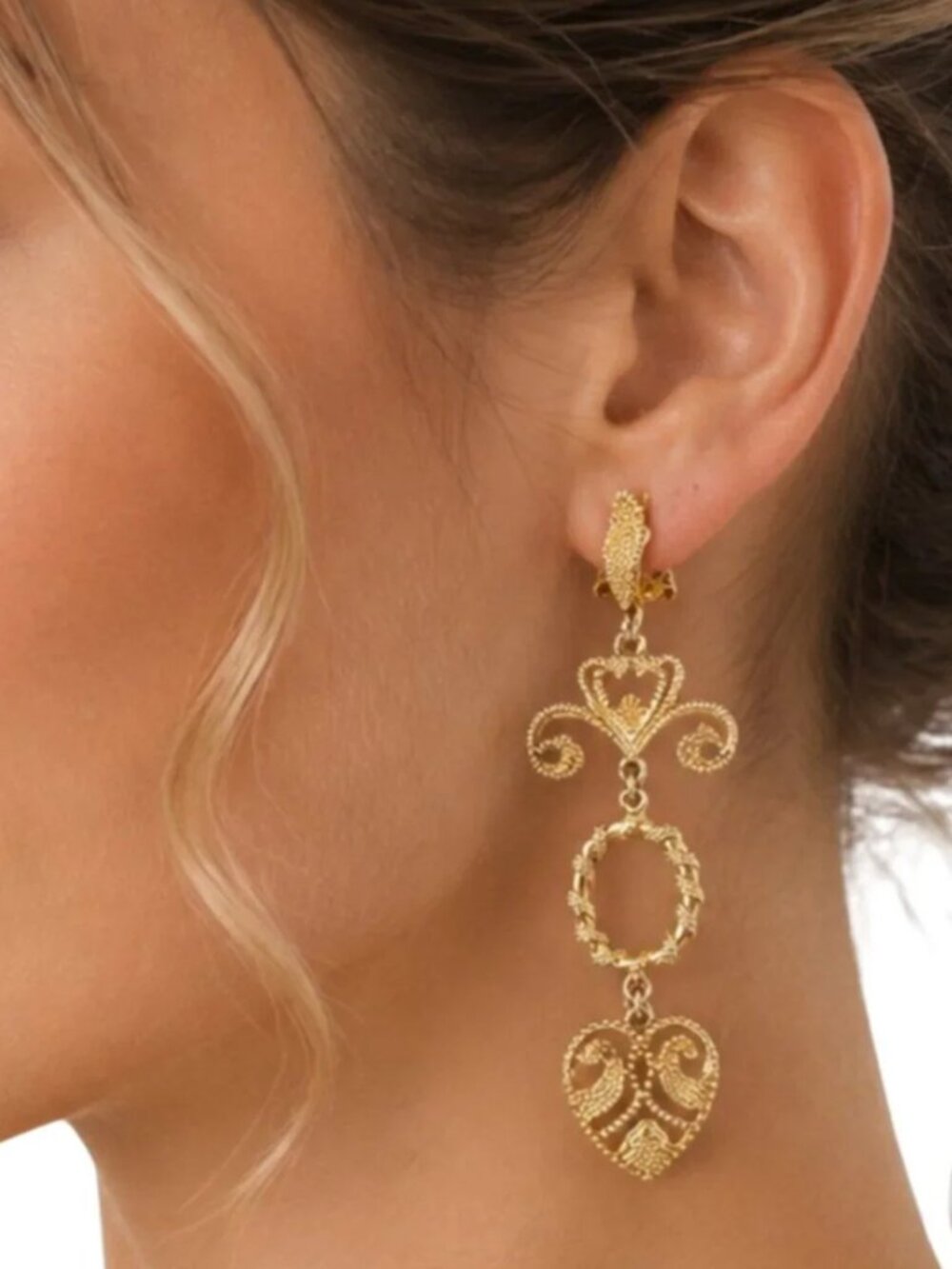 Vintage Large Gold Tone Earrings